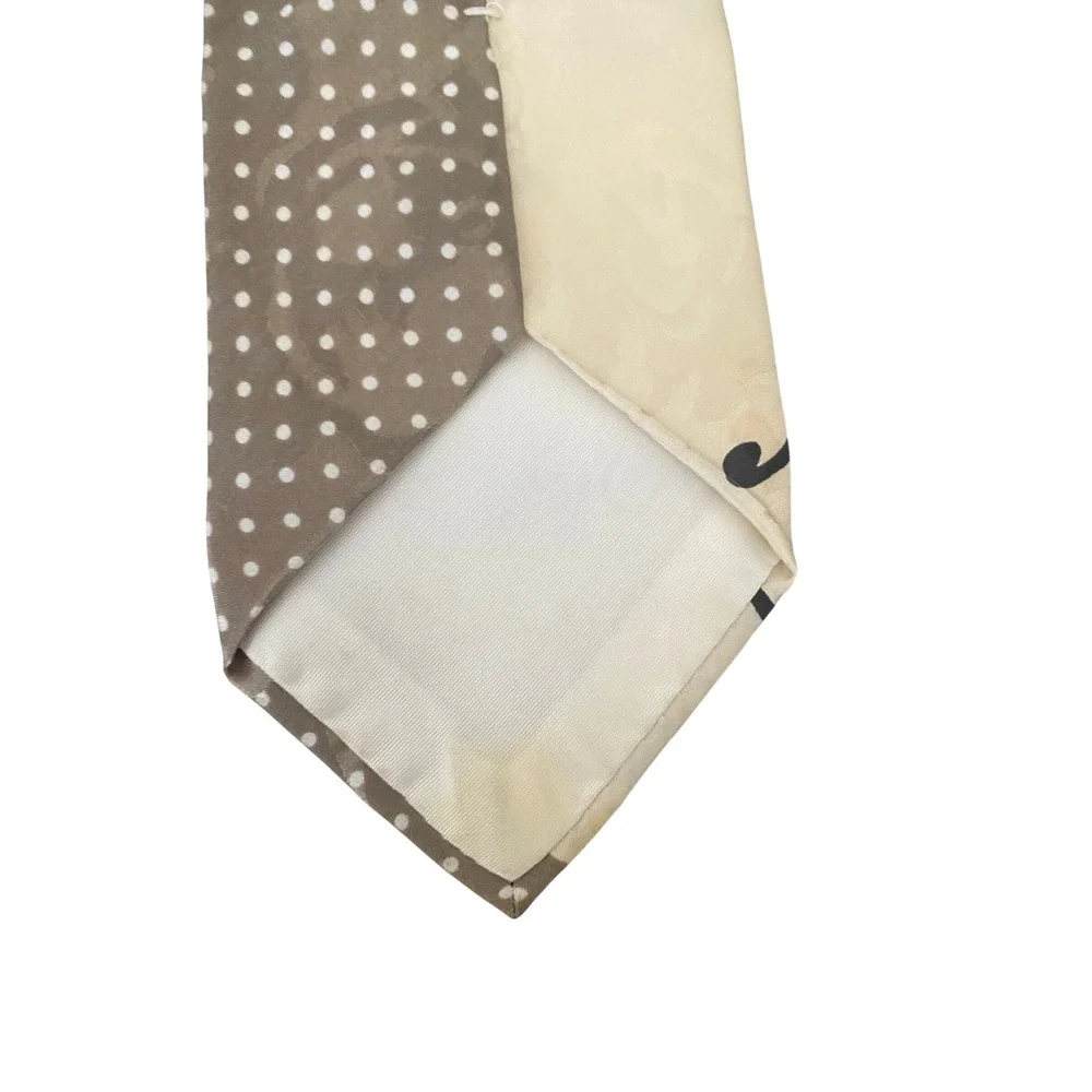 Paul Rodon Couture Men Silk Tie Taupe Polka Dot Abstract Brushstroke Made in USA